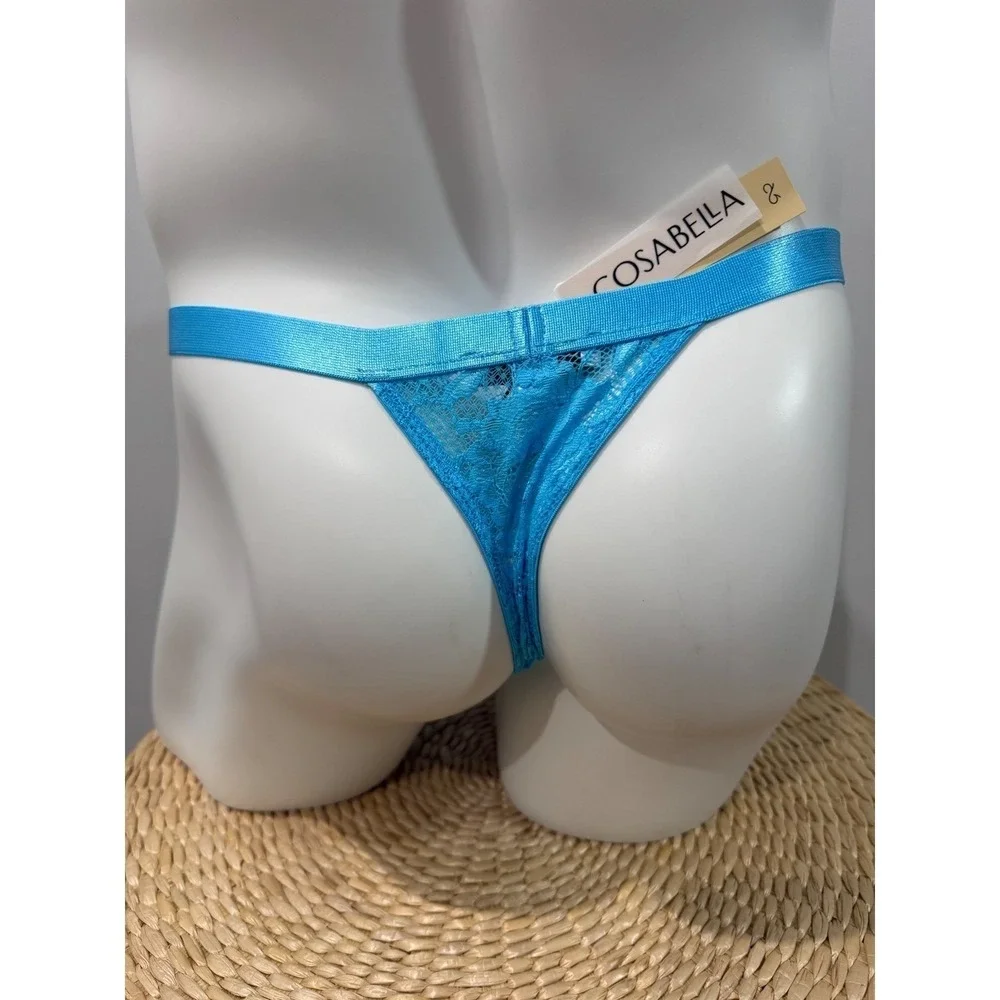 Cosabella Italian Lace Men's Thong Constance Blue Size‎ L